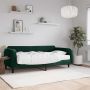 Lova su čiužiniu, tamsiai žalios spalvos, 100x200cm, aksomas