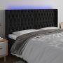 Galvūgalis su LED, juodos spalvos, 183x16x118/128cm, aksomas