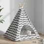 Gyvūnų teepee su pagalve Balta ir pilka 50 x 50 x 60 cm
