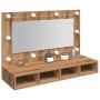 Veidrodinė spintelė su LED lemputėmis, ąžuolo spalvos, 90x31,5x62 cm