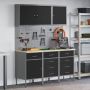 Darbo spinta 8 pcs Juoda Inžinerinė mediena ir plienas