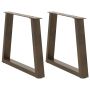 Kavos staliuko kojelės, V formos, 2 vnt., natūralus plienas, 50x(42-43,3) cm, plienas