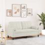Dvivietė sofa su pagalvėlėmis, kreminės spalvos, 140cm, aksomas