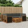 Lauko sofos komplektas su pagalve 7 pcs Natūralus ir antracitas