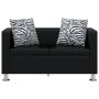Sofa, dvivietė, dirbtinė oda, juoda