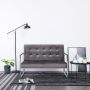 Dvivietė sofa su porankiais, tamsiai pilka, chromas ir aksomas