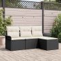 Sodo Sofų Rinkinys su pagalve 4 pcs Juoda Poli ratanas