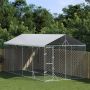 Lauko voljeras šunims su stogu, sidabrinis, 3x6x2,5m, plienas