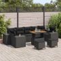 Sodo Sofų Rinkinys su pagalve su saugykla 10 pcs Juoda