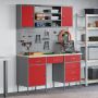 Darbo spinta 8 pcs Raudona Inžinerinė mediena ir plienas