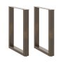 Valgomojo stalo kojelės, U formos, 2 vnt., natūralus plienas, 60x(72-73) cm, plienas