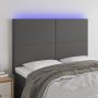 Galvūgalis su LED, pilkas, 144x5x118/128cm, dirbtinė oda