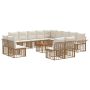 Lauko sofos komplektas 14 pcs Natūralus ir grietinėlės baltas