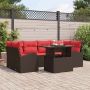 Sodo Sofų Rinkinys su pagalve su saugykla 7 pcs Ruda ir raudona