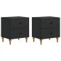 Šalia lovos spintelė su stalčių 2 pcs Juoda 43 x 34,5 x 48 cm