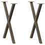 Valgomojo stalo kojos, X formos, 2 vnt., natūralus plienas, 57x(72-73) cm, plienas