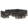 Sodo Sofų Rinkinys 12 pcs Pilka poliratanas