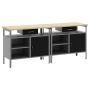 Darbastalio komplektas 2 pcs Juoda ir pilka 200 x 55 x 85 cm