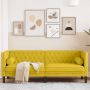 Trivietė chesterfield sofa su pagalvėlėmis, geltona, aksomas