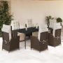 Sodo komplektas su pagalvėlėmis, 7 dalių, rudas, poliratanas