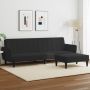 Dvivietė sofa-lova su pakoja, juodos spalvos, aksomas