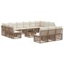 Sodo Sofų Rinkinys 14 pcs Smėlio poliratanas