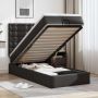 Osmanų lova su čiužiniu, juodas, 80x200cm, dirbtinė oda