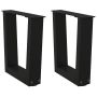 Kavos staliuko kojelės, V formos, 2 vnt., juodos, 30x(30-31,3) cm, plienas