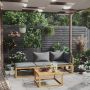 Sodo baldų komplektas su pagalvėmis, 4 dalių, akacijos masyvas