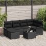 Sodo Sofų Rinkinys su pagalve 7 pcs Juoda poliratanas