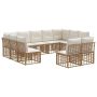 Lauko sofos komplektas 11 pcs Natūralus ir grietinėlės baltas