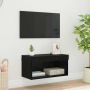 TV spintelių komplektas su LED Juodas ąžuolas Apdirbta mediena