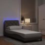 Lovos rėmas su LED be čiužinio, taupe, 90x200 cm, audinys
