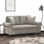 Dvivietė sofa su pagalvėmis, šviesiai pilka, 120cm, aksomas