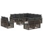 Sodo Sofų Rinkinys 12 pcs Pilka poliratanas