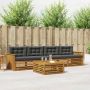 Lauko sofos komplektas su pagalve 5 pcs Natūralus ir antracitas