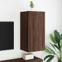 Sieninė TV spintelė su LED lemputėmis, ruda, 40,5x35x80cm