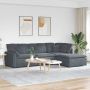 Modulinė sofa su pakoja ir pagalvėlėmis, aksominė, tamsiai pilka