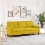 Trivietė sofa su pagalvėlėmis, geltonos spalvos, 180cm, aksomas