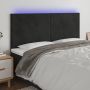 Galvūgalis su LED, juodos spalvos, 200x5x118/128cm, aksomas