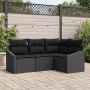 Sodo Sofų Rinkinys su pagalve 4 pcs Juoda poliratanas