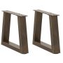 Kavos staliuko kojelės, V formos, 2 vnt., natūralus plienas, 40x(30-31,3) cm, plienas