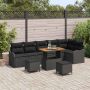 Sodo Sofų Rinkinys su pagalve su saugykla 9 pcs Juoda