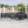 Sodo Sofų Rinkinys su pagalve 9 pcs Juoda Plienas