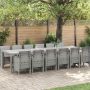 Sodo valgomojo komplektas 13 pcs Šviesiai pilka Polt ratanas