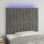 Galvūgalis su LED, šviesiai pilkas, 100x5x118/128cm, aksomas