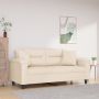 Dvivietė sofa su pagalvėmis, smėlio, 140cm, audinys