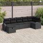 Sodo Sofų Rinkinys su pagalve 7 pcs Juoda poliratanas