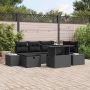 Sodo Sofų Rinkinys su pagalve 7 pcs Juoda Poli ratanas