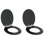 Minkštai užsidarantis tualeto dangtis 2 pcs Juodas 44 x 38 cm